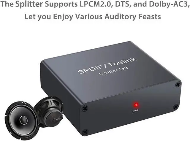 Alt view image 4 of 6 - Werleo Digital Optical Audio Splitter 1x3 Digital 3-Port SPDIF Toslink Optical Fiber Audio Splitter 1 in 3 Out Aluminum Alloy with Optical Cable for PS3 Xbox Blue-Ray DVD HDTV