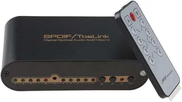 Alt view image 6 of 7 - Werleo 4 In 2 Out Digital Optical Audio Switch Splitter Toslink Matrix Switcher Selector Box 4x2 with Remote Control Support DTS-HD Dolby-trueHD LPCM2.0 DTS DOLBY-AC3 DSD