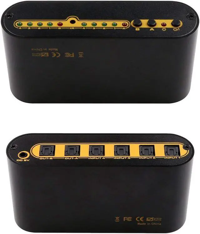 Alt view image 3 of 7 - Werleo 4 In 2 Out Digital Optical Audio Switch Splitter Toslink Matrix Switcher Selector Box 4x2 with Remote Control Support DTS-HD Dolby-trueHD LPCM2.0 DTS DOLBY-AC3 DSD