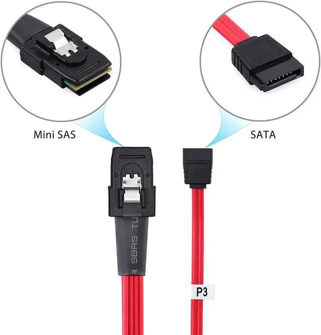 Alt view image 4 of 7 - Werleo 2 Packs Mini SAS 36Pin (SFF-8087) Male to 4 SATA 7Pin female Cable Mini SAS Host Internal Cable to target HDD Hard Drive Splitter Cable Red Color 0.5M