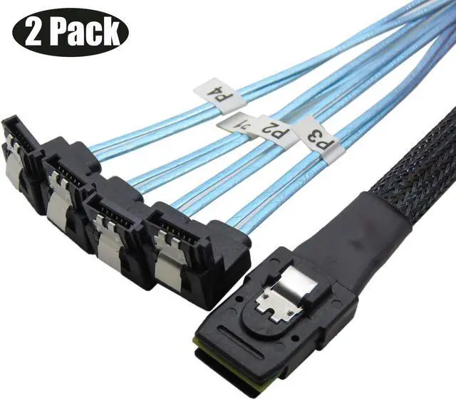 Main image of Werleo 2 Packs 1.6ft Mini SAS to 4 SATA Cable sas breakout cable Mini SAS Male SFF-8087 to 4 SATA female Cable Multi-Lane Mini SAS Host Internal Cable to target HDD Hard Drive Splitter Cable