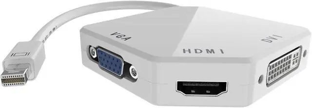 Alt view image 5 of 7 - 3-in-1 Mini DP Thunderbolt to HDMI DVI VGA Adapter Cable 1080p Mini Display Converter for Macbook Air Macbook Pro iMac Mini Surface Pro Series White