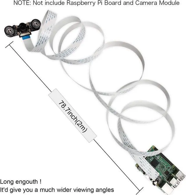 Alt view image 2 of 5 - Werleo 2 Packs Ribbon Flat Cable for Raspberry Pi camera 15pin 1.0mm pitch 200cm / 6.56ft