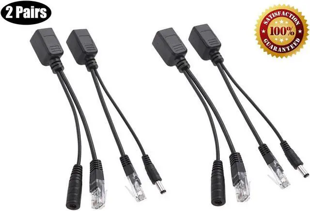 Main image of Werleo Passive PoE Injector and Splitter Kit with 5.5x2.1 mm DC Power Adaptor Connector Black - 2 Pairs