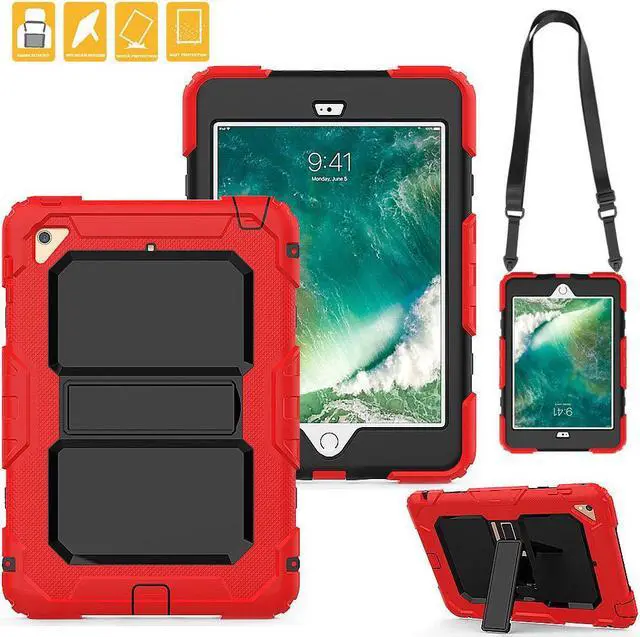 Main image of iPad Mini 4 Case Heavy Duty Tablet Case with Stand & Removable Shoulder Strap Shockproof 3 Layers Rugged Full Body Hard Cover Protective Case for Apple iPad Mini4 Model A1538 A1550