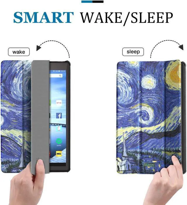 Alt view image 4 of 7 - Protective Case for All-New Fire HD 10 2017 Case 7th Generation 2017 Release Slim Leather Stand Folio Smart Cover Case with Auto Wake Sleep for Amazon Fire HD 10 Tablet 10.1"