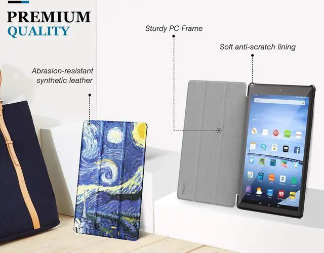 Alt view image 5 of 7 - Protective Case for All-New Fire HD 10 2017 Case 7th Generation 2017 Release Slim Leather Stand Folio Smart Cover Case with Auto Wake Sleep for Amazon Fire HD 10 Tablet 10.1"