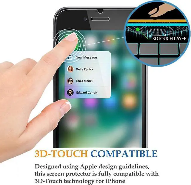 Alt view image 3 of 7 - 2 Pack Apple iPhone 6s Tempered Glass Screen Protector Tempered Glass Screen Protector For Apple iPhone 6 / iPhone 6s 4.7 inch [3D Touch Compatible] Thin Anti-Scratch HD Clear Glass Screen Protection