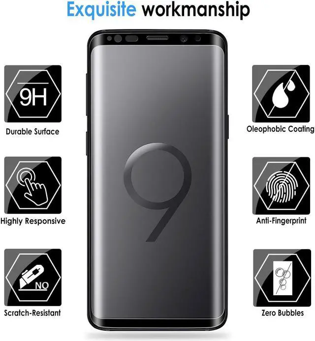 Alt view image 7 of 7 - 2 Packs Galaxy S9 Screen Protector Werleo Anti-Scratch HD Clear Case Friendly 3D Curved Tempered Glass Protector For Samsung Galaxy S9 (Not Galaxy S9 Plus)