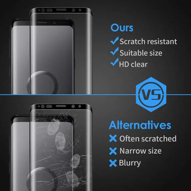 Alt view image 6 of 7 - 2 Packs Galaxy S9 Screen Protector Werleo Anti-Scratch HD Clear Case Friendly 3D Curved Tempered Glass Protector For Samsung Galaxy S9 (Not Galaxy S9 Plus)