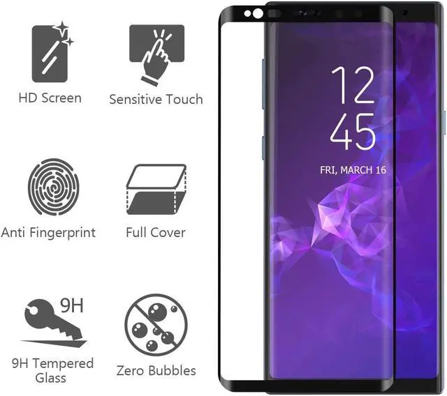 Alt view image 5 of 7 - 2 Packs Samsung Galaxy Note 9 Screen Protector Glass Werleo 3D Curved Full Screen Tempered Glass Screen Protector for Samsung Galaxy Note 9 - Case Friendly