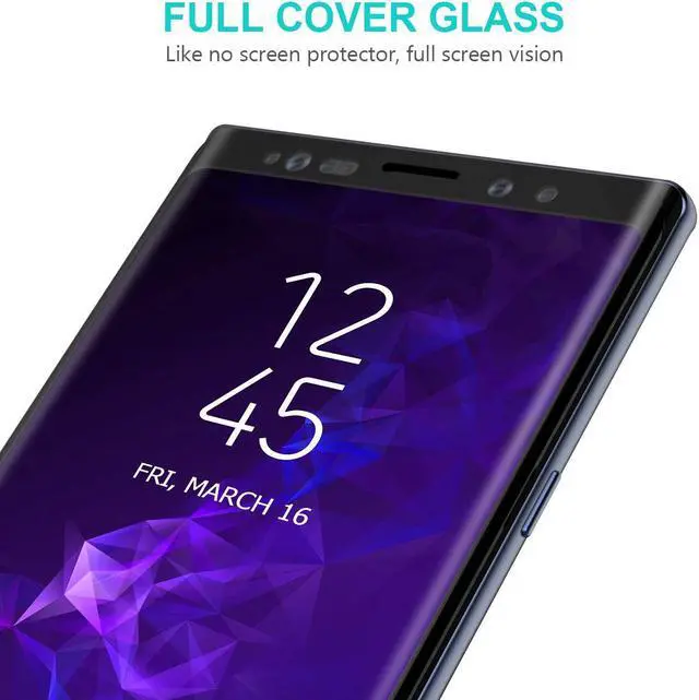Alt view image 2 of 7 - 2 Packs Samsung Galaxy Note 9 Screen Protector Glass Werleo 3D Curved Full Screen Tempered Glass Screen Protector for Samsung Galaxy Note 9 - Case Friendly