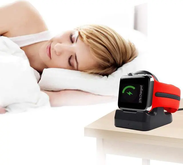 Alt view image 5 of 5 - Werleo Wireless Charging Station Dock Charger Stand for Apple Watch Nightstand Mode Compatible with Built-in Magnetic Charging Cable Apple Watch Series 4 Series 3 Series 2 and Series 1 Compatible BLA