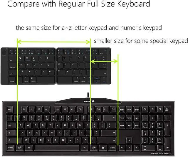 Alt view image 4 of 7 - Folding Bluetooth Keyboard Foldable Wireless Bluetooth Keyboard Rechargable Ultra Slim Full Size Folable Keyboard for iPhone Samsung IOS Android Smartphone Tablet Windows Laptop