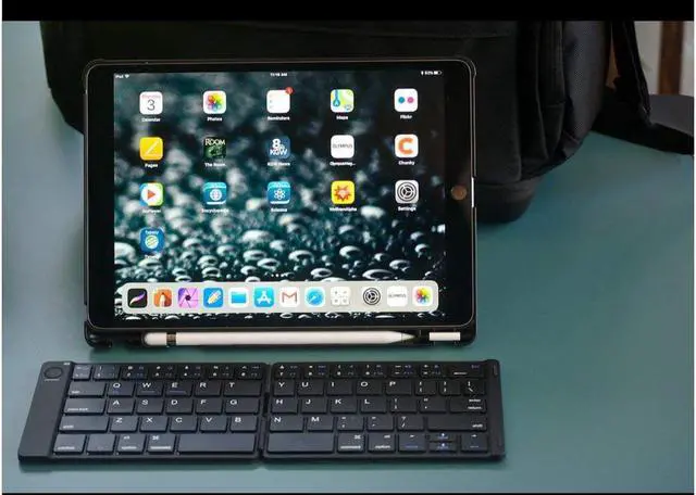 Alt view image 7 of 7 - Folding Bluetooth Keyboard Foldable Wireless Bluetooth Keyboard Rechargable Ultra Slim Full Size Folable Keyboard for iPhone Samsung IOS Android Smartphone Tablet Windows Laptop