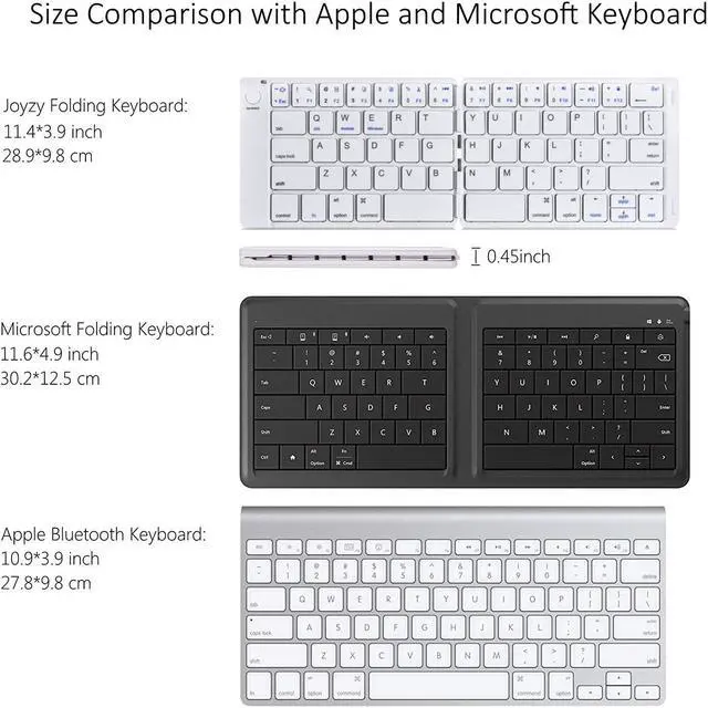 Alt view image 3 of 5 - Folding Bluetooth Keyboard Foldable Wireless Bluetooth Keyboard Rechargable Ultra Slim Full Size Folable Keyboard for iPhone Samsung IOS Android Smartphone Tablet Windows Laptop
