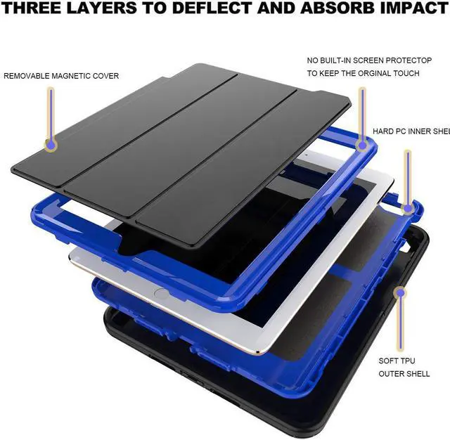 Alt view image 3 of 7 - Werleo New iPad 9.7 inch 5th 6th Generation Case Smart Magnetic Auto Sleep Wake Cover Hybrid Leather Drop Protection with Stand Feature Protective Case Cover for Apple New iPad 2017 2018 Release