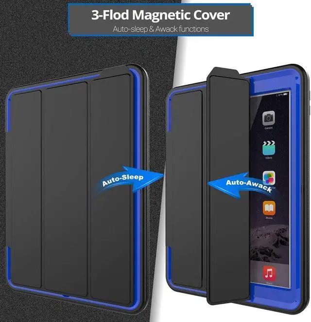 Alt view image 6 of 7 - Werleo New iPad 9.7 inch 5th 6th Generation Case Smart Magnetic Auto Sleep Wake Cover Hybrid Leather Drop Protection with Stand Feature Protective Case Cover for Apple New iPad 2017 2018 Release