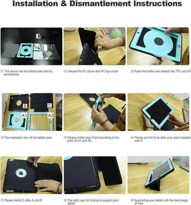 Alt view image 7 of 7 - Werleo New iPad 9.7 inch 5th 6th Generation Case Smart Magnetic Auto Sleep Wake Cover Hybrid Leather Drop Protection with Stand Feature Protective Case Cover for Apple New iPad 2017 2018 Release