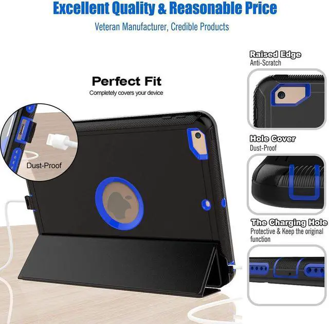 Alt view image 2 of 7 - Werleo New iPad 9.7 inch 5th 6th Generation Case Smart Magnetic Auto Sleep Wake Cover Hybrid Leather Drop Protection with Stand Feature Protective Case Cover for Apple New iPad 2017 2018 Release