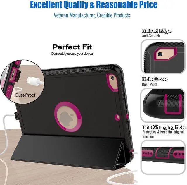 Alt view image 2 of 7 - Werleo New iPad 9.7 inch 5th 6th Generation Case Smart Magnetic Auto Sleep Wake Cover Hybrid Leather Drop Protection with Stand Feature Protective Case Cover for Apple New iPad 2017 2018 Release