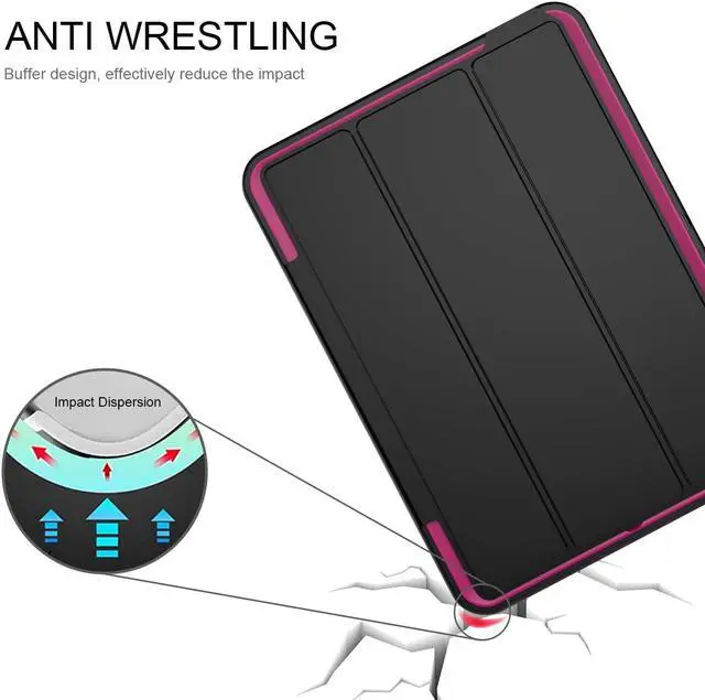 Alt view image 4 of 7 - Werleo New iPad 9.7 inch 5th 6th Generation Case Smart Magnetic Auto Sleep Wake Cover Hybrid Leather Drop Protection with Stand Feature Protective Case Cover for Apple New iPad 2017 2018 Release