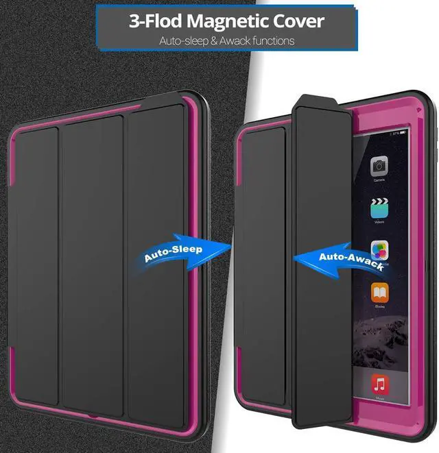 Alt view image 6 of 7 - Werleo New iPad 9.7 inch 5th 6th Generation Case Smart Magnetic Auto Sleep Wake Cover Hybrid Leather Drop Protection with Stand Feature Protective Case Cover for Apple New iPad 2017 2018 Release