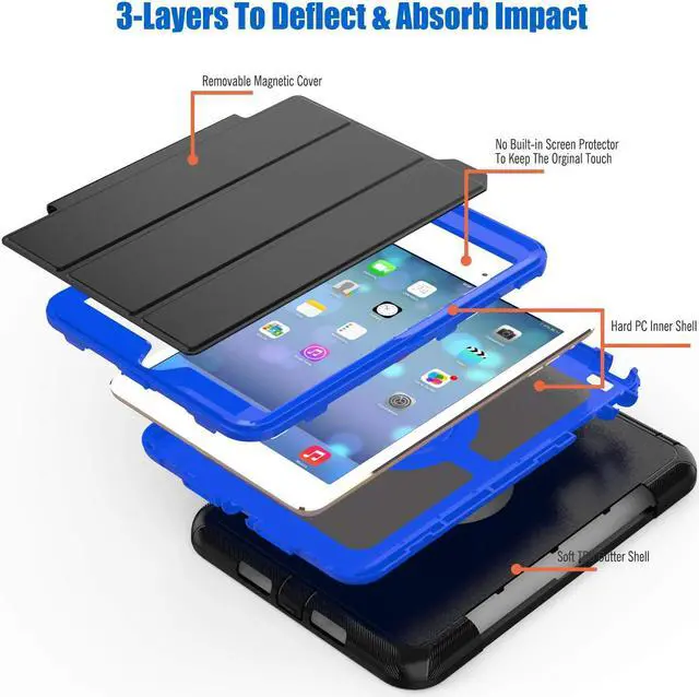 Alt view image 4 of 7 - Werleo iPad Mini 1 2 3 Case Three Layer Shock Proof Protective Case for Kids Adults Smart Cover Auto Sleep Wake & PU Leather Folio Stand Function iPad Mini 1st 2nd 3rd Generation