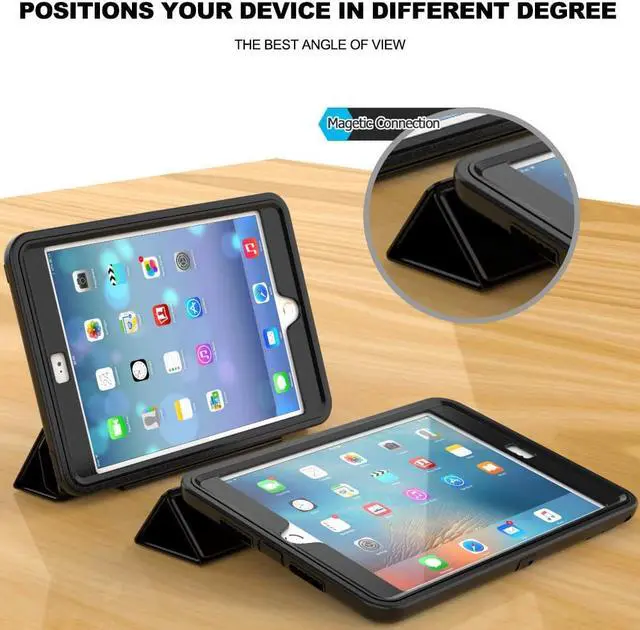 Alt view image 2 of 7 - Werleo iPad Mini 4 Case Three Layer Drop Protection Rugged Protective Cover Premium Leather Folio Stand Cover Case with Auto Wake-Sleep Function for Apple iPad Mini 4 Case