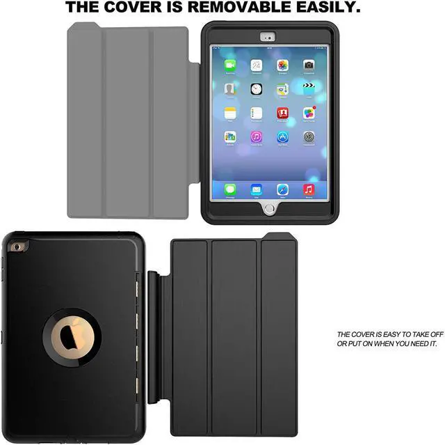 Alt view image 4 of 7 - Werleo iPad Mini 4 Case Three Layer Drop Protection Rugged Protective Cover Premium Leather Folio Stand Cover Case with Auto Wake-Sleep Function for Apple iPad Mini 4 Case