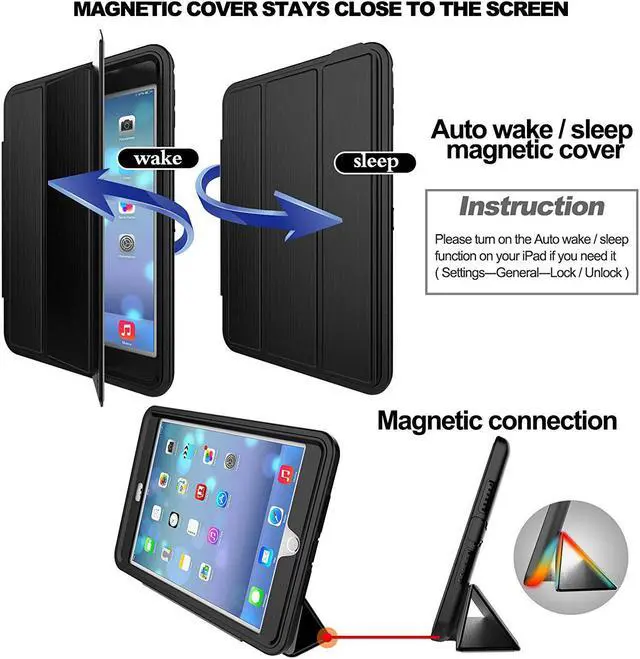 Alt view image 3 of 7 - Werleo iPad Mini 4 Case Three Layer Drop Protection Rugged Protective Cover Premium Leather Folio Stand Cover Case with Auto Wake-Sleep Function for Apple iPad Mini 4 Case