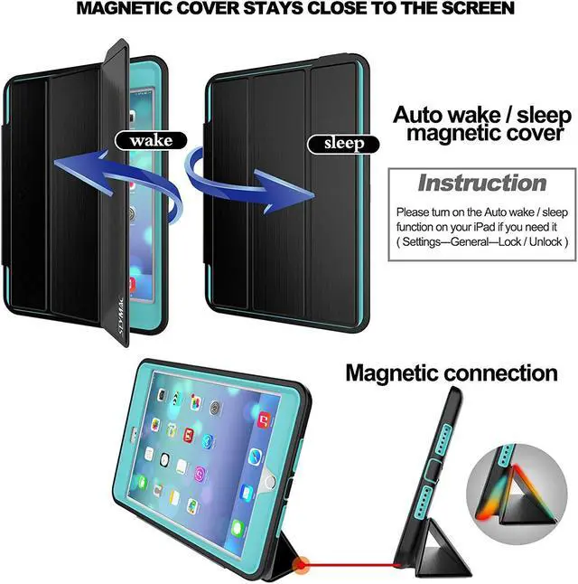 Alt view image 3 of 7 - Werleo iPad Mini 4 Case Three Layer Drop Protection Rugged Protective Cover Premium Leather Folio Stand Cover Case with Auto Wake-Sleep Function for Apple iPad Mini 4 Case