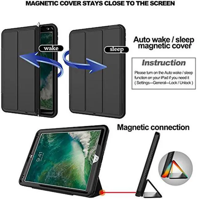 Alt view image 4 of 7 - iPad Pro 10.5 Case Three Layer Heavy Duty Drop Protection Ultra Slim Stand Cover Auto Sleep Wake Full Body Protective Case for New Apple iPad Pro 10.5 Inch Model A1701 A1709 Cover