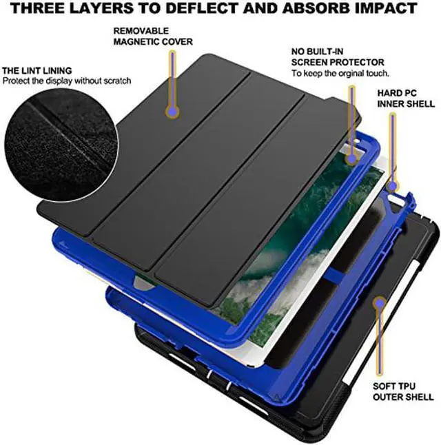 Alt view image 2 of 7 - iPad Pro 10.5 Case Three Layer Heavy Duty Drop Protection Ultra Slim Stand Cover Auto Sleep Wake Full Body Protective Case for New Apple iPad Pro 10.5 Inch Model A1701 A1709 Cover