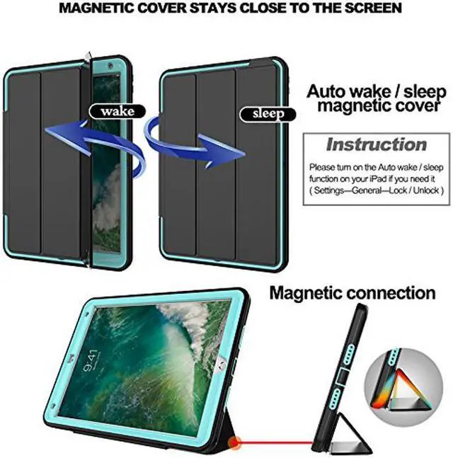 Alt view image 4 of 7 - iPad Pro 10.5 Case Three Layer Heavy Duty Drop Protection Ultra Slim Stand Cover Auto Sleep Wake Full Body Protective Case for New Apple iPad Pro 10.5 Inch Model A1701 A1709 Cover