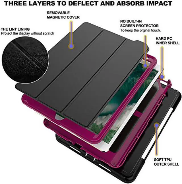 Alt view image 2 of 7 - iPad Pro 10.5 Case Three Layer Heavy Duty Drop Protection Ultra Slim Stand Cover Auto Sleep Wake Full Body Protective Case for New Apple iPad Pro 10.5 Inch Model A1701 A1709 Cover