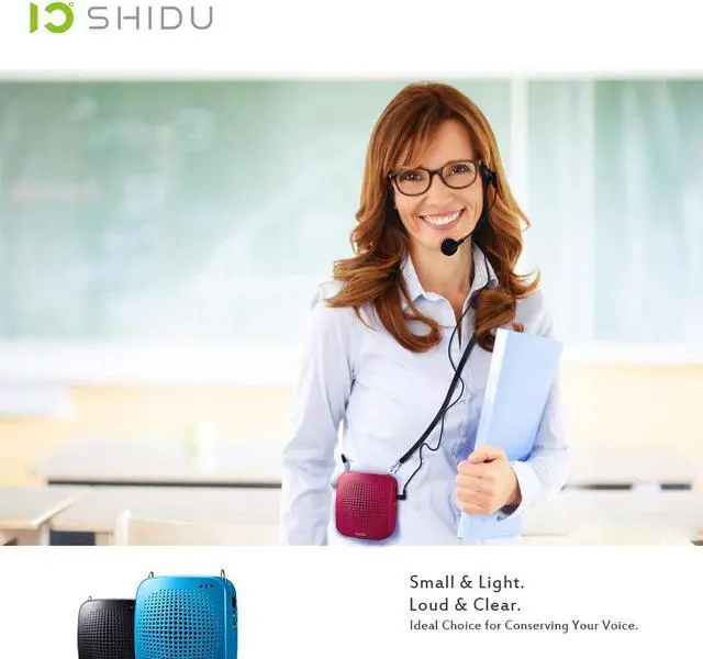 Alt view image 2 of 7 - Portable Voice Amplifier  SHIDU Rechargeable Ultralight Voice Amplifier Waist Support MP3 Music Player for Tour Guides Teachers Coaches Presentations Costumes Black