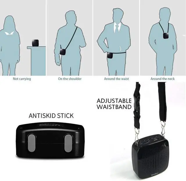 Alt view image 6 of 7 - Portable Voice Amplifier  SHIDU Rechargeable Ultralight Voice Amplifier Waist Support MP3 Music Player for Tour Guides Teachers Coaches Presentations Costumes Black