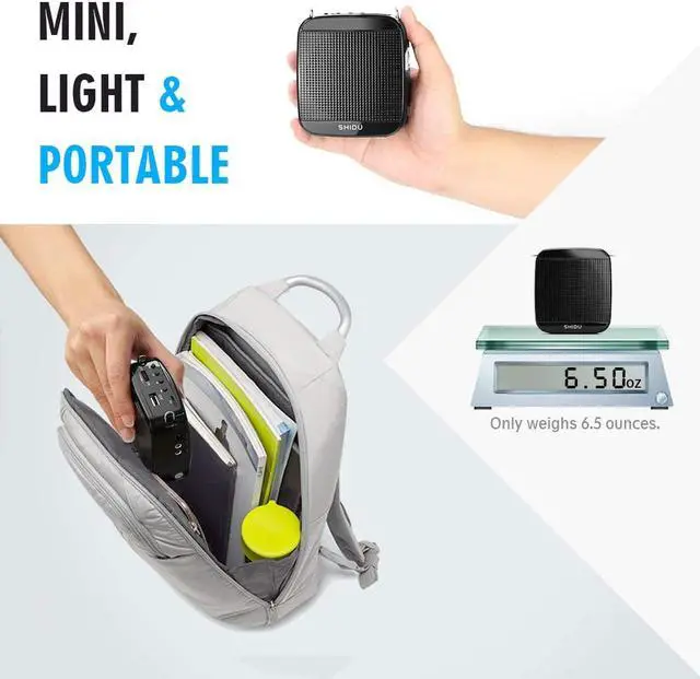 Alt view image 6 of 7 - Portable Voice Amplifier SHIDU 18W Personal Wired Microphone Headset and Speaker Mini Waistband Pa System for Teachers Coaches Elderly Singing Classroom Tours Fitness Instructors Kids