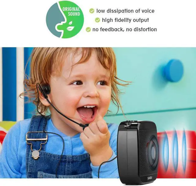 Alt view image 3 of 7 - Portable Voice Amplifier 18W SHIDU Personal Speaker Waist Support Music Player Rechargeable Teacher Microphone Headset for Teachers Tour Guides Coaches Classroom Singing Yoga Fitness Presentations