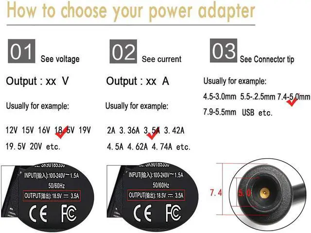 Alt view image 3 of 7 - 18.5V 3.5A AC 65W Adapter Charger for HP Pavilion G6 G7 G4 DV4 DV5 DV6 DV7 DM4 DM4-1173CM4 M6 G60 G61 G70 G71 G72 Presario Cq43 Cq57 Cq58 Cq60 Cq61 Cq62