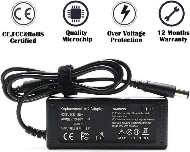 Alt view image 4 of 7 - 18.5V 3.5A AC 65W Adapter Charger for HP Pavilion G6 G7 G4 DV4 DV5 DV6 DV7 DM4 DM4-1173CM4 M6 G60 G61 G70 G71 G72 Presario Cq43 Cq57 Cq58 Cq60 Cq61 Cq62