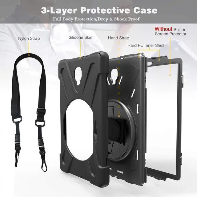 Alt view image 2 of 7 - Samsung Galaxy Tab A 10.5 2018 Case WERLEO Heavy Duty Full-Body Rugged Protective Case Cover with 360 Degree Stand Hand Strap and Removable Shoulder Strap for Samsung Galaxy Tab A 10.5 2018 Model SM