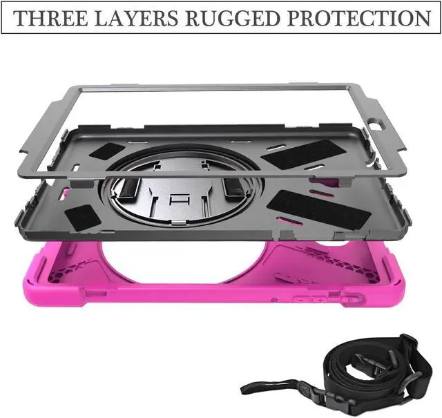 Alt view image 4 of 7 - Samsung Galaxy Tab A 10.5 2018 Case WERLEO Heavy Duty Full-Body Rugged Protective Case Cover with 360 Degree Stand Hand Strap and Removable Shoulder Strap for Samsung Galaxy Tab A 10.5 2018 Model SM