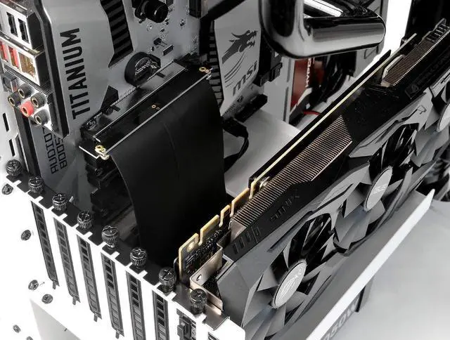 Alt view image 6 of 6 - Werleo New PCI Express PCIe 3.0 16x Flexible Extender Riser Cable Card Extension Port Adapter High Speed Riser Card GPU Riser Extender - 20cm / 90 Degrees