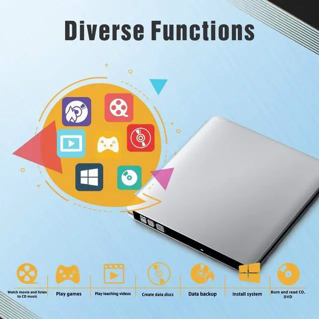 Alt view image 2 of 7 - Werleo External DVD Drive USB 3.0 Ultra Slim Aluminum Portable CD DVD-RW Optical Drive Burner Writer Player Compatible for Windows 10 8 7 Laptop Computer PC of HP Dell LG Asus Acer LG Lenovo