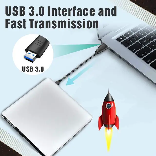 Alt view image 3 of 7 - Werleo External DVD Drive USB 3.0 Ultra Slim Aluminum Portable CD DVD-RW Optical Drive Burner Writer Player Compatible for Windows 10 8 7 Laptop Computer PC of HP Dell LG Asus Acer LG Lenovo