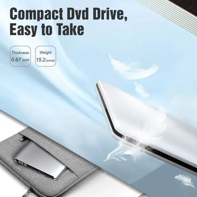 Alt view image 6 of 7 - Werleo External DVD Drive USB 3.0 Ultra Slim Aluminum Portable CD DVD-RW Optical Drive Burner Writer Player Compatible for Windows 10 8 7 Laptop Computer PC of HP Dell LG Asus Acer LG Lenovo