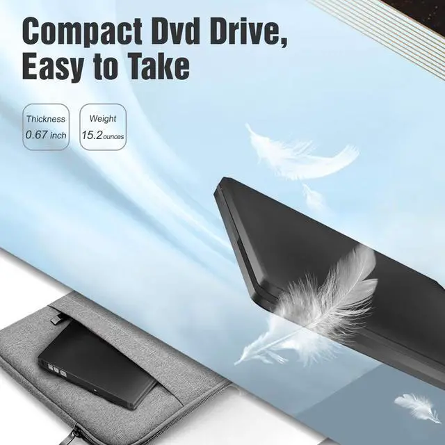 Alt view image 6 of 7 - Werleo External DVD Drive USB 3.0 Ultra Slim Aluminum Portable CD DVD-RW Optical Drive Burner Writer Player Compatible for Windows 10 8 7 Laptop Computer PC of HP Dell LG Asus Acer LG Lenovo
