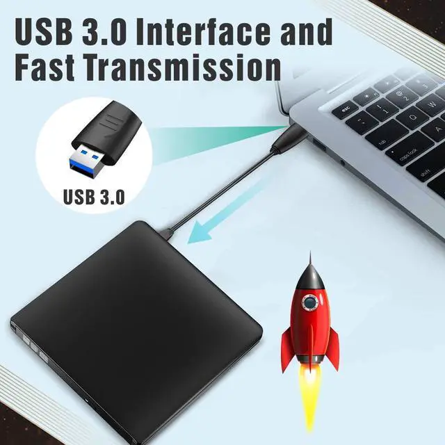Alt view image 3 of 7 - Werleo External CD DVD Drive Ultra Slim USB 3.0 Aluminum CD DVD-RW Optical Drive Burner Writer for Apple MacBook Pro Air iMac Other laptops Computers desktops